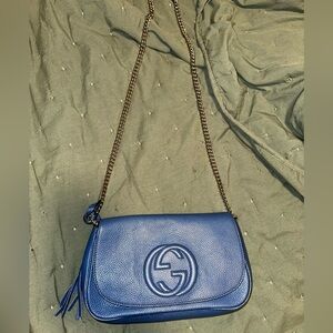 Gucci Metallic Blue Crossbody Bag